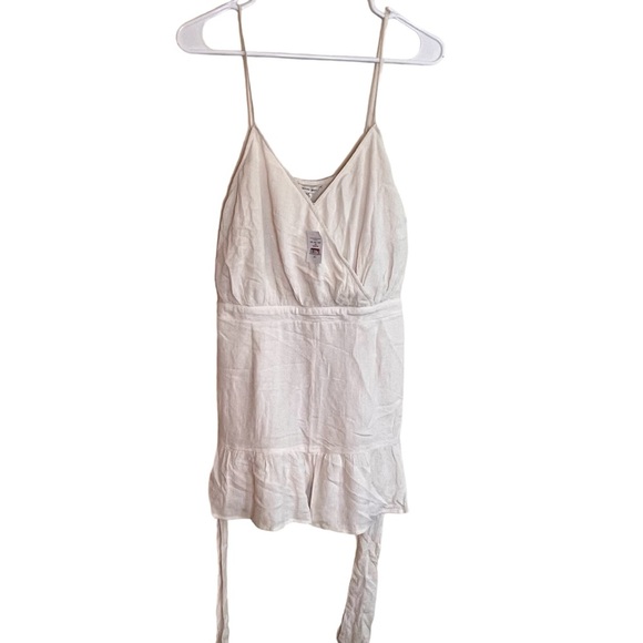 American Eagle white cream ivory romper shorts belt Large - Picture 1 of 3